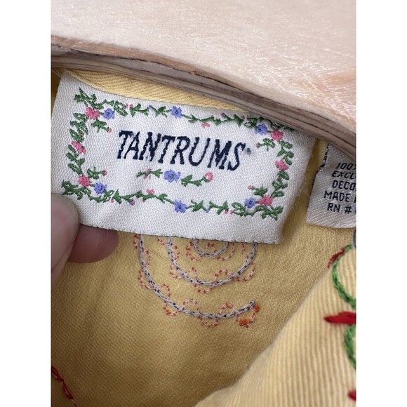 VTG Tantrums Embroidered Floral Boho Hippie  yellow  Jacket Pockets Size 1X  Min - Picture 5 of 11